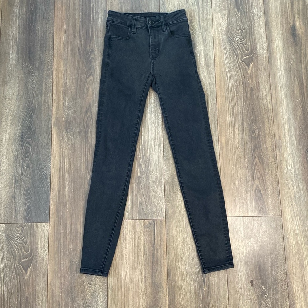 American Eagle High Waisted Skinny Jean- Black- Women Sz 00